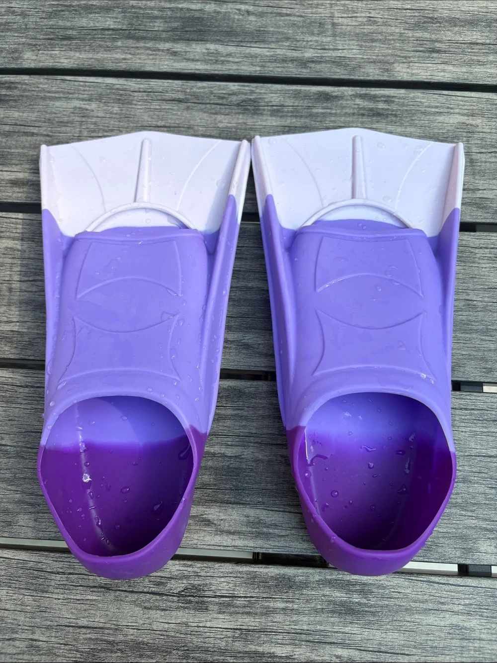 Purple Short Swim Fins - Two-Tone Purple Short Blade Flippers